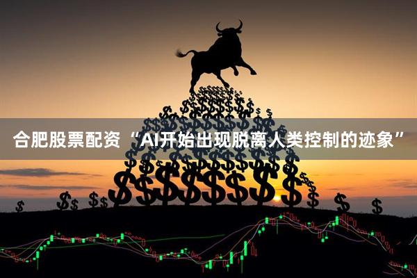 合肥股票配资 “AI开始出现脱离人类控制的迹象”